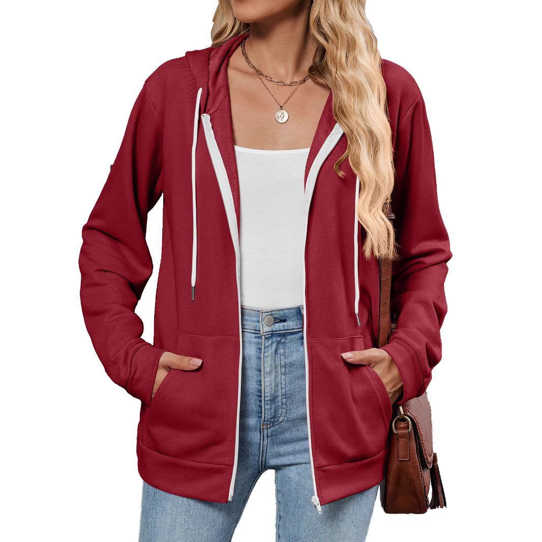 Damen Kapuzenjacke mit seitlichen Eingrifftaschen und kontrastierenden Reißverschlüssen Stalluxe