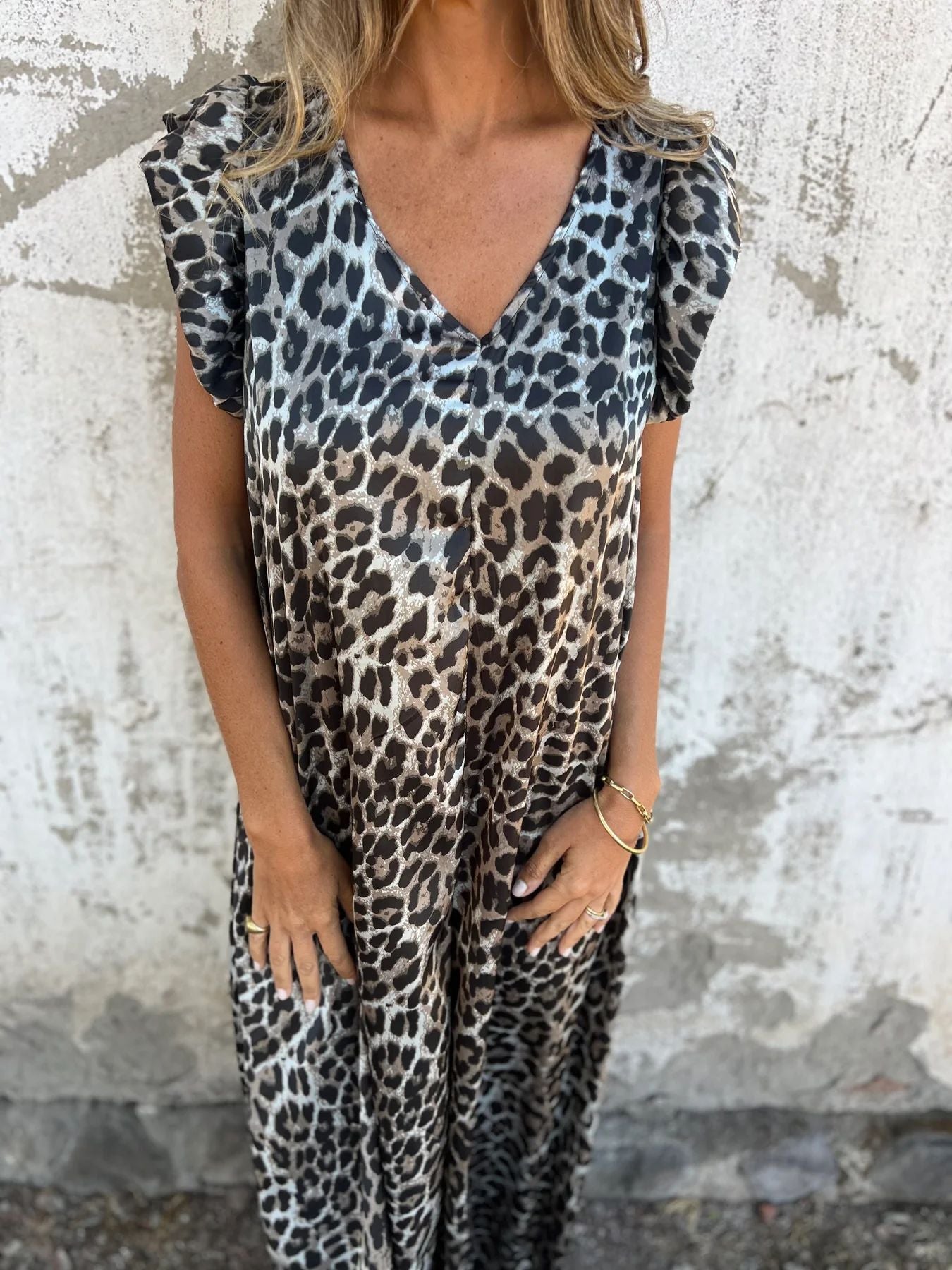 Damen Maxikleid im eleganten Leopardenprint Stalluxe