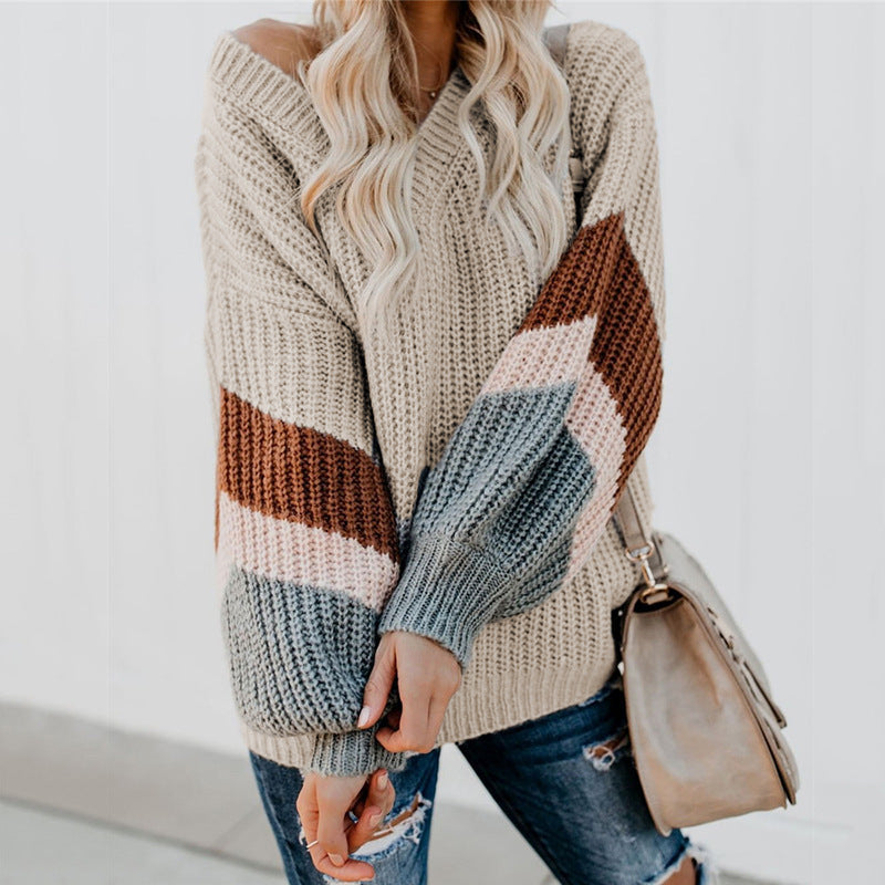 Damen Strickpullover mit modernen Farbblock-Design und weitem Schnitt Stalluxe