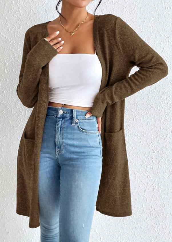 Damen lässige Strickjacke mit seitlichen Taschen und weitem Schnitt Stalluxe