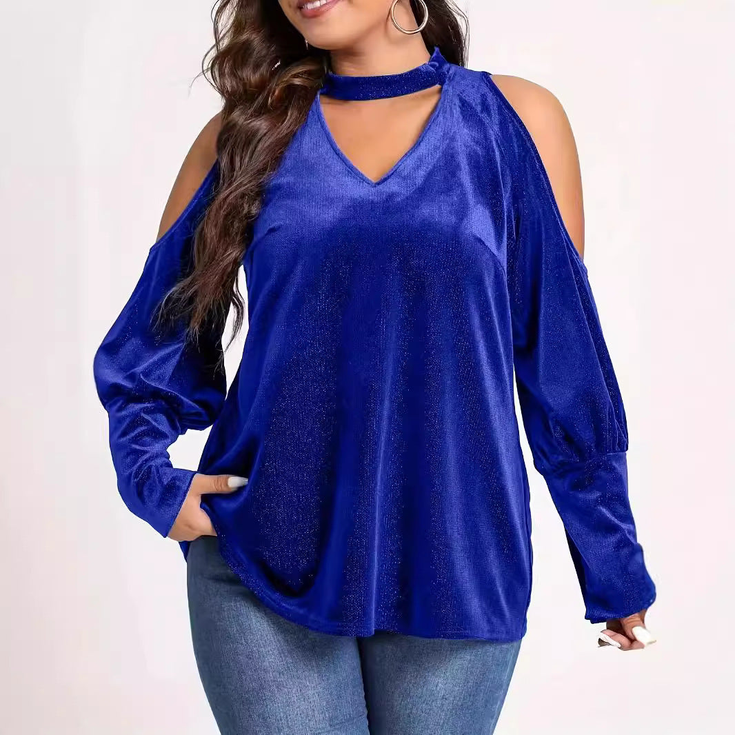 Damen Lässiges V-Ausschnitt Oberteil mit kühlschrankfreiem Kolletta-Design und eleganten Cut-Out-Ärmeln Stalluxe