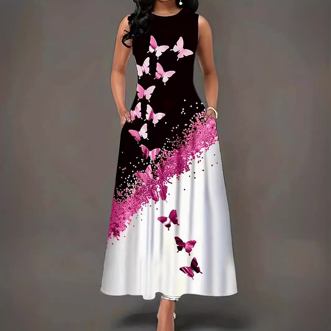 Damen Maxikleid mit floralem Motiv und praktischen Taschen Stalluxe