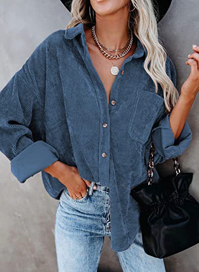 Damen Übergroße Kordbluse Stalluxe