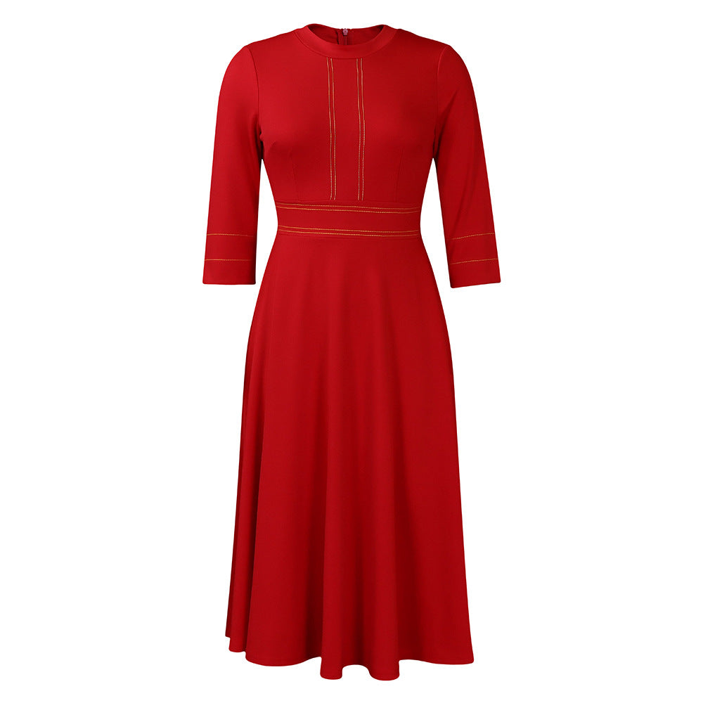 Damen elegantes Kleid mit dekorativen Nähten Stalluxe