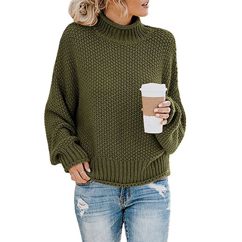 Damen Grobstrickpullover mit hohem Kragen Stalluxe
