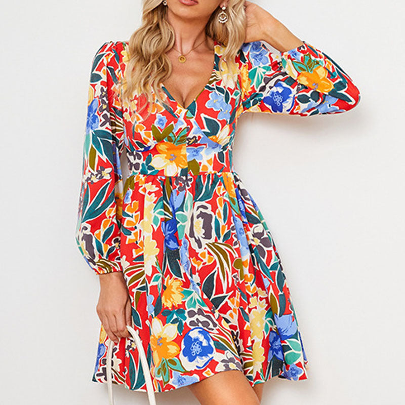 Damen elegantes Maxikleid mit floralem Design und weitem Rock Stalluxe
