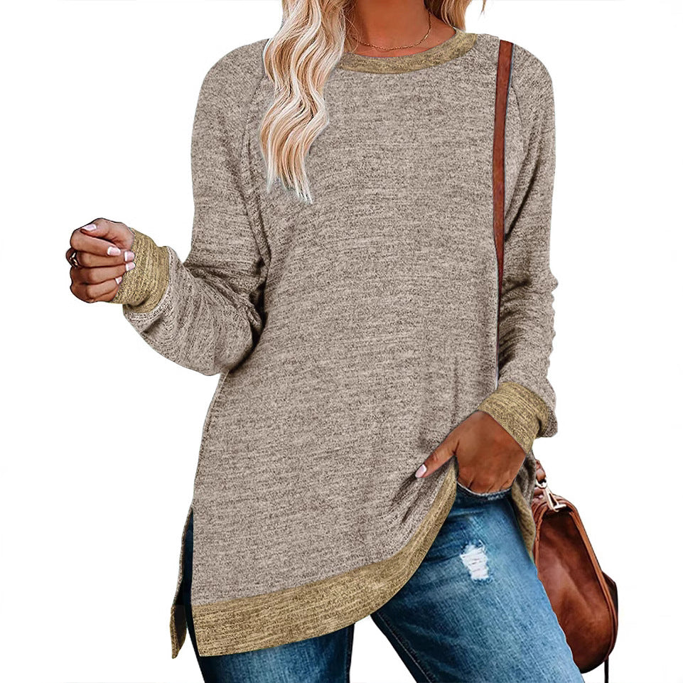 Damen lässiges Oversized Langarmshirt mit abgesetztem Saum Stalluxe
