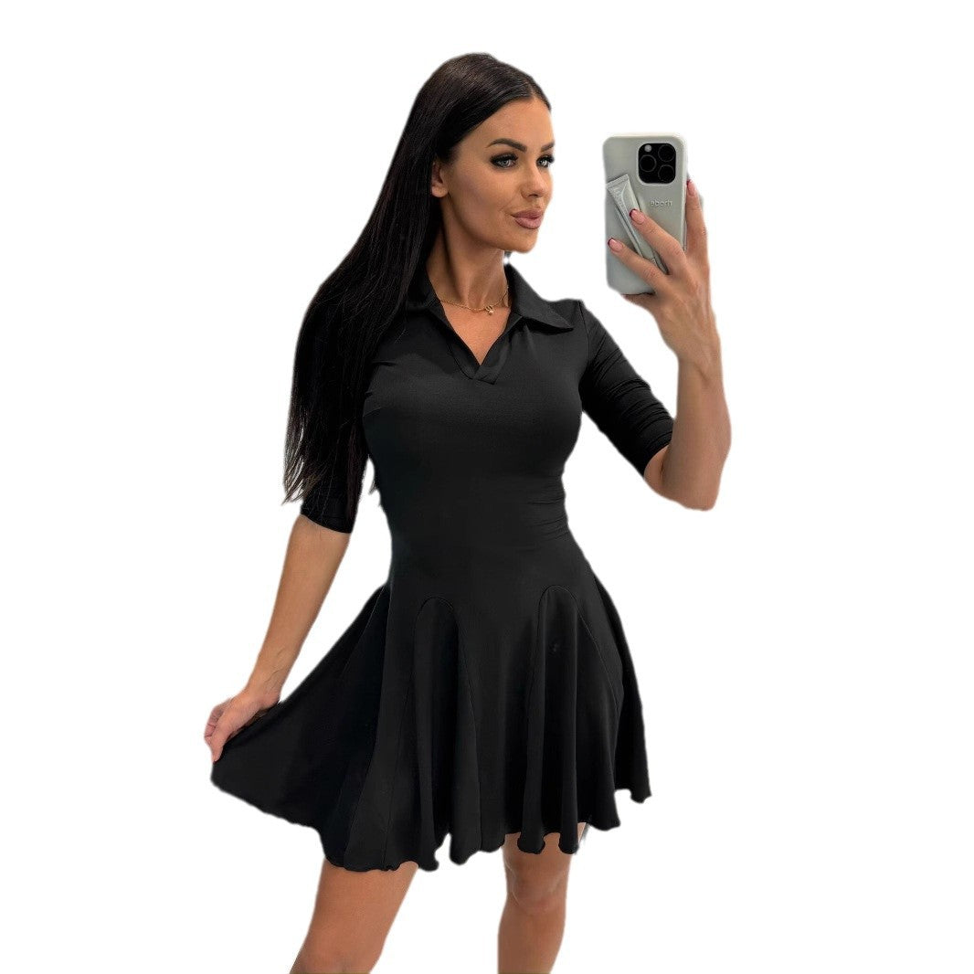 Damen Poloshirt-Kleid mit schwingendem Rock und tailliertem Schnitt Stalluxe