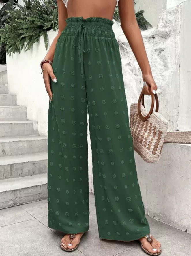 Damen Elegante Weite Sommerhose mit elastischem Bund und süßem Muster Stalluxe
