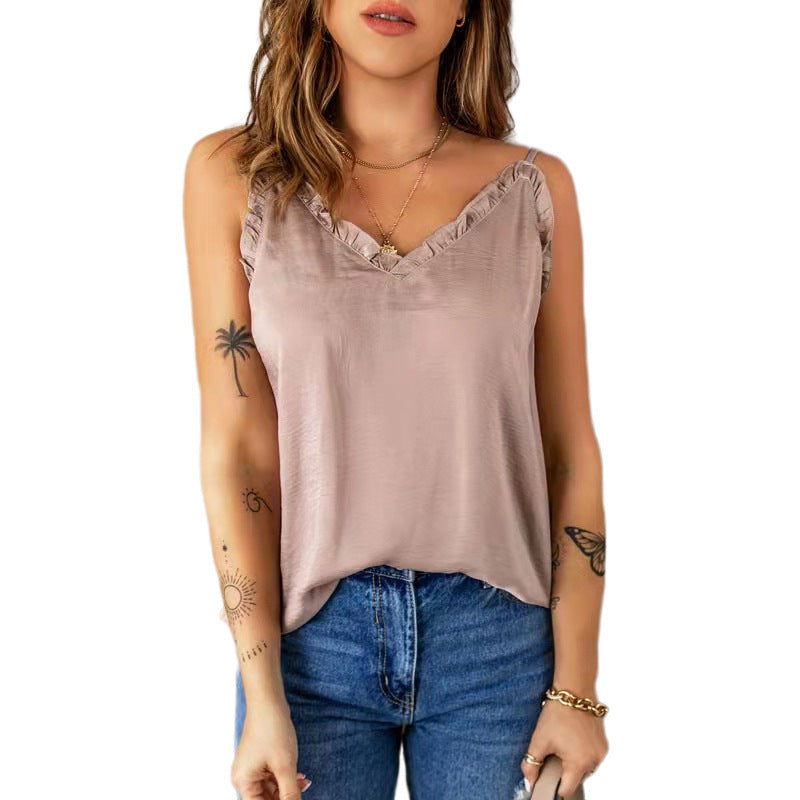 Damen luftiges Trägertop mit Rüschendetails Stalluxe