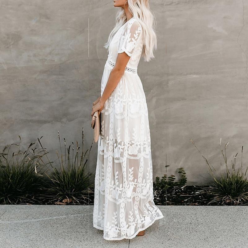 Women's Elegant Embroidered Maxi Dress Stalluxe