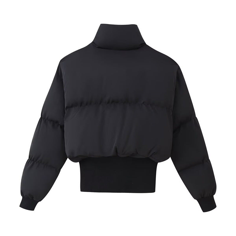 Damen modische cropped Steppjacke mit hohem Kragen und verstellbarem Saum Stalluxe