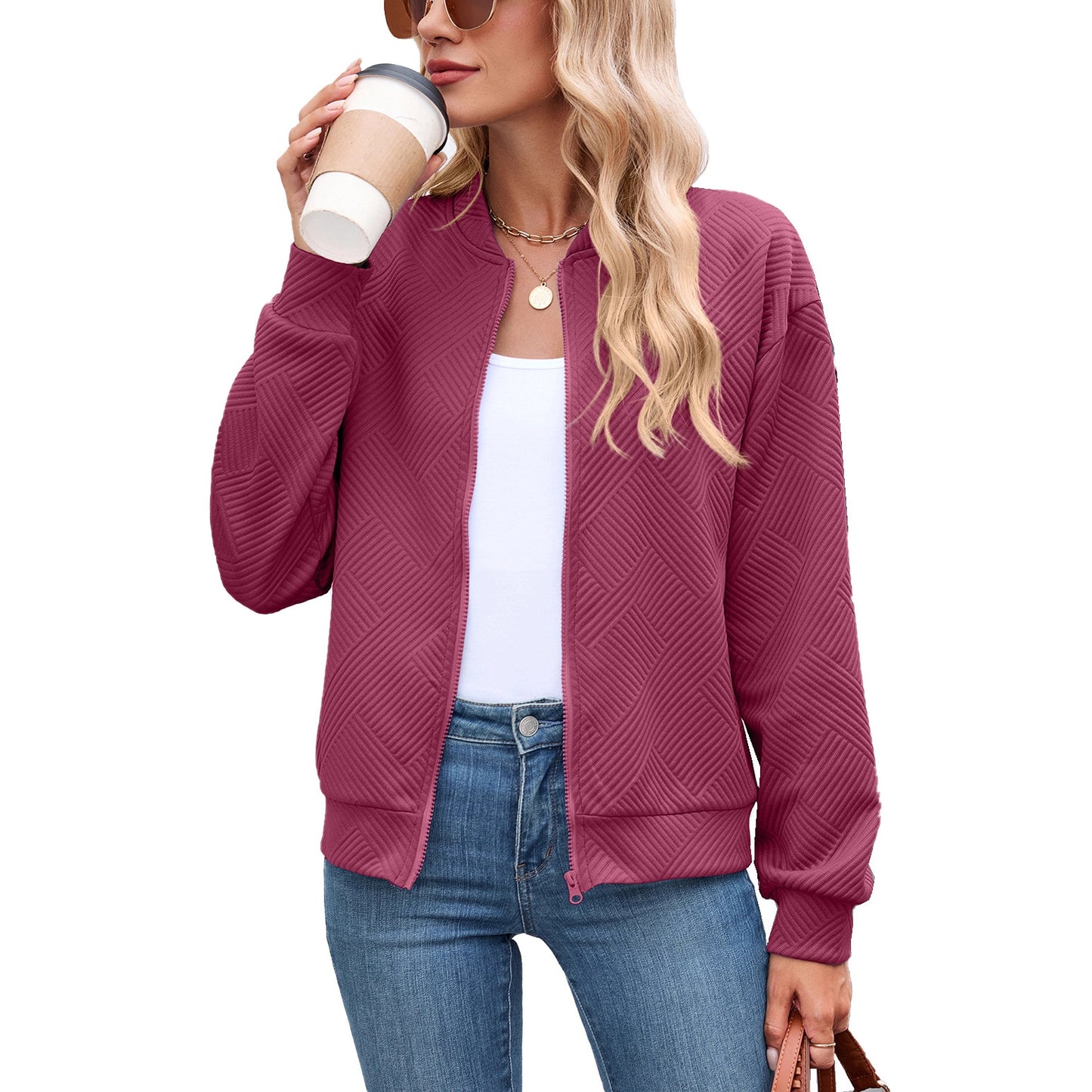 Damen Sportliche Bomberjacke mit strukturiertem Design Stalluxe