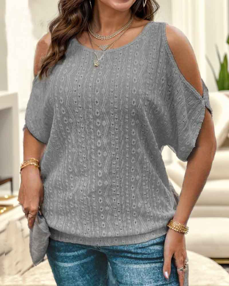 Damen modisches Oberteil mit offenen Schultern und strukturierter Stricktextur Stalluxe