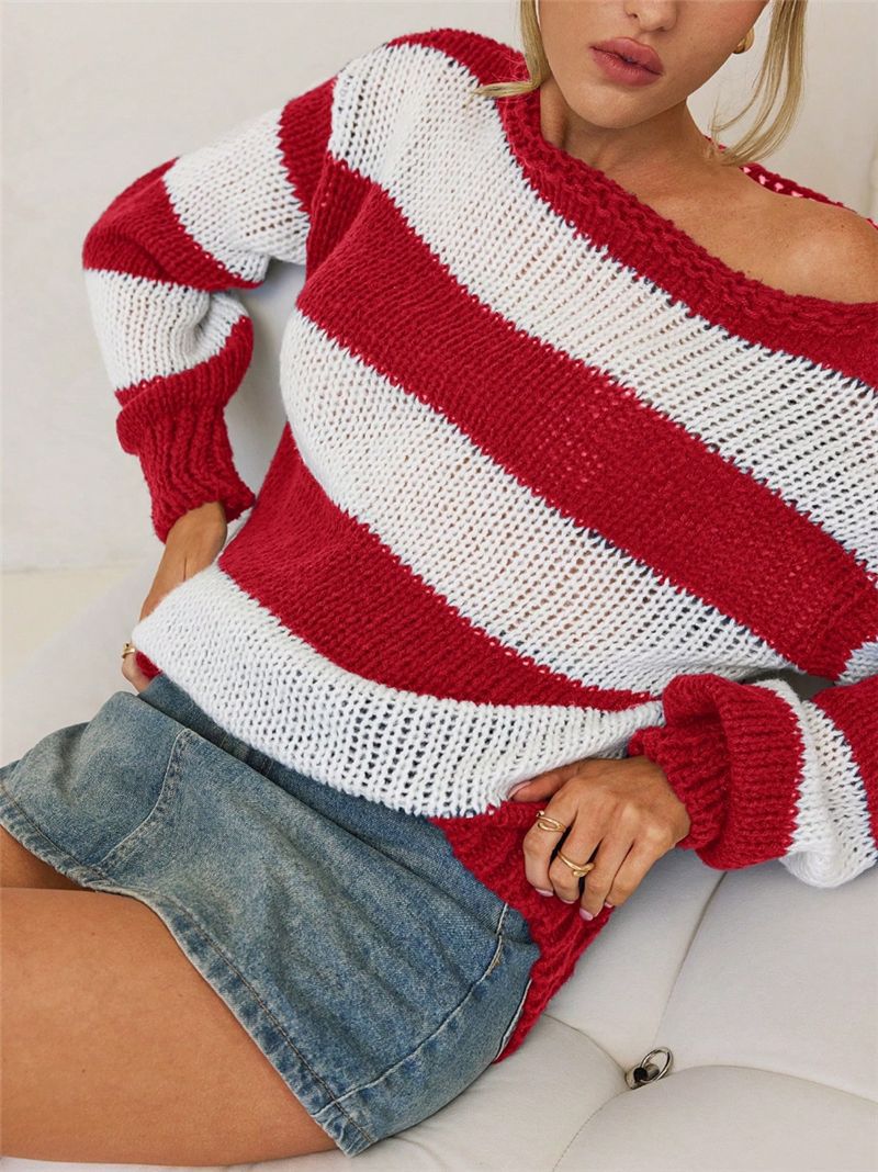 Damen Oversized Strickpullover mit maritimen Streifen Stalluxe