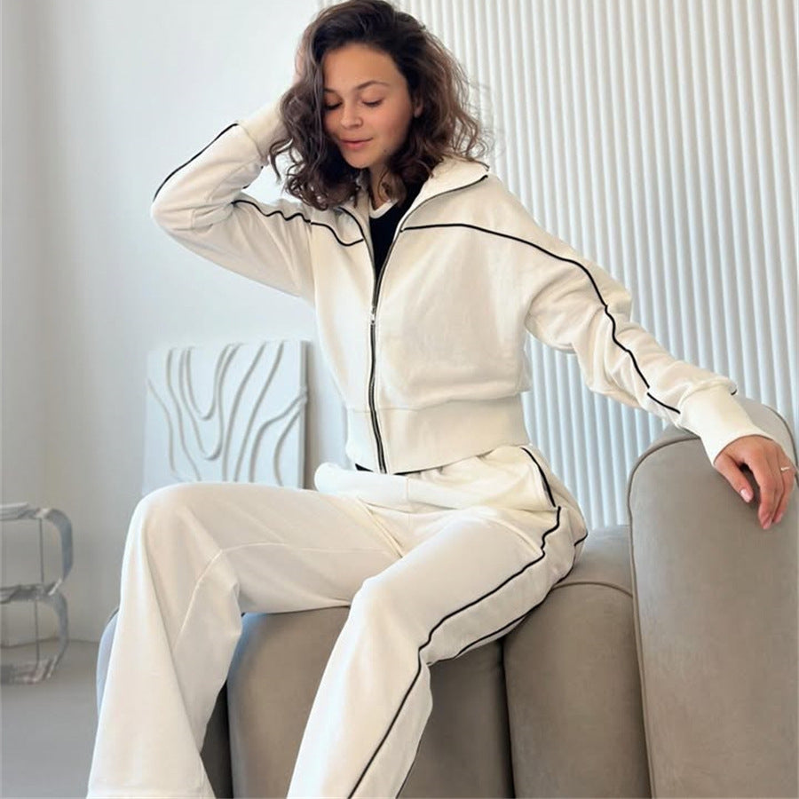 Damen sportliches Freizeitanzug-Set mit stylischem Schnitt und Kontrastnähten Stalluxe