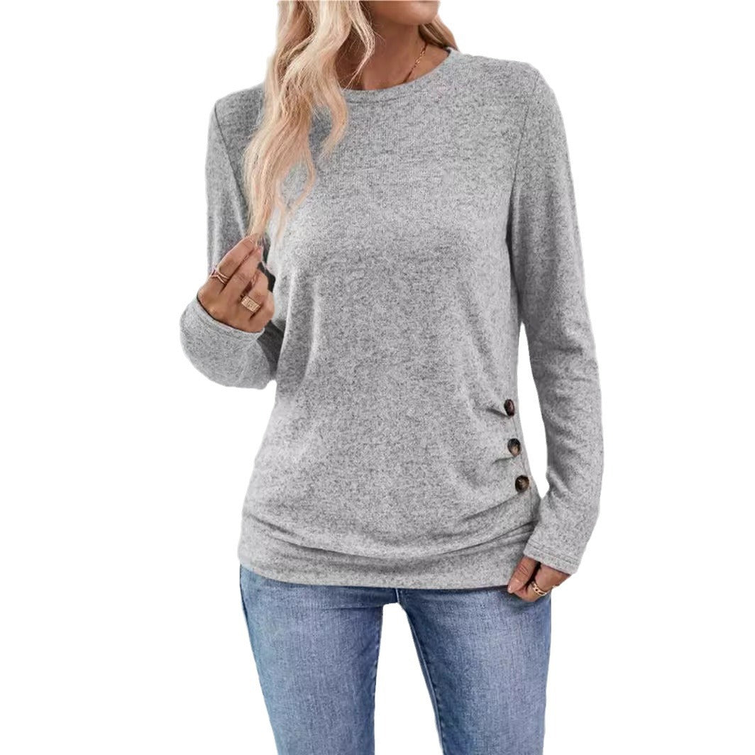 Damen lässiges Langarmshirt mit asymmetrischem Schnitt Stalluxe