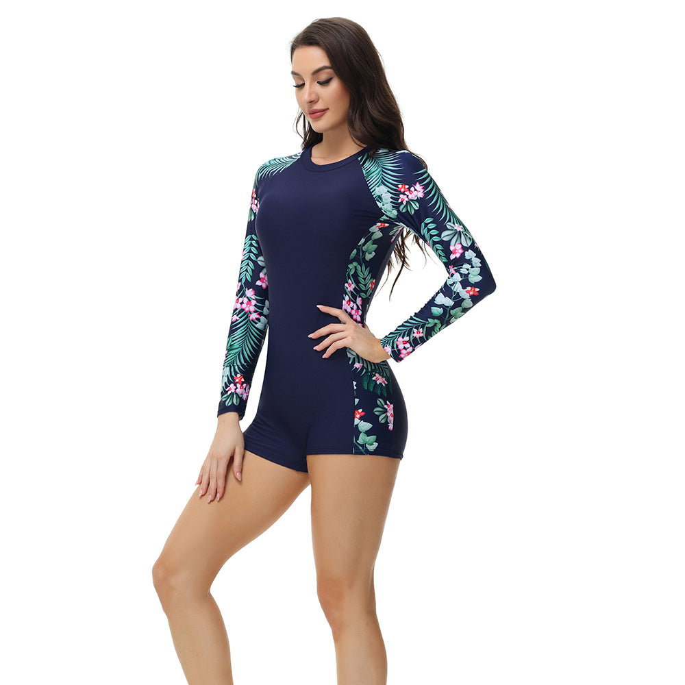 Damen Langarm Surfanzug mit sportlichem Schnitt und floralem Muster Stalluxe