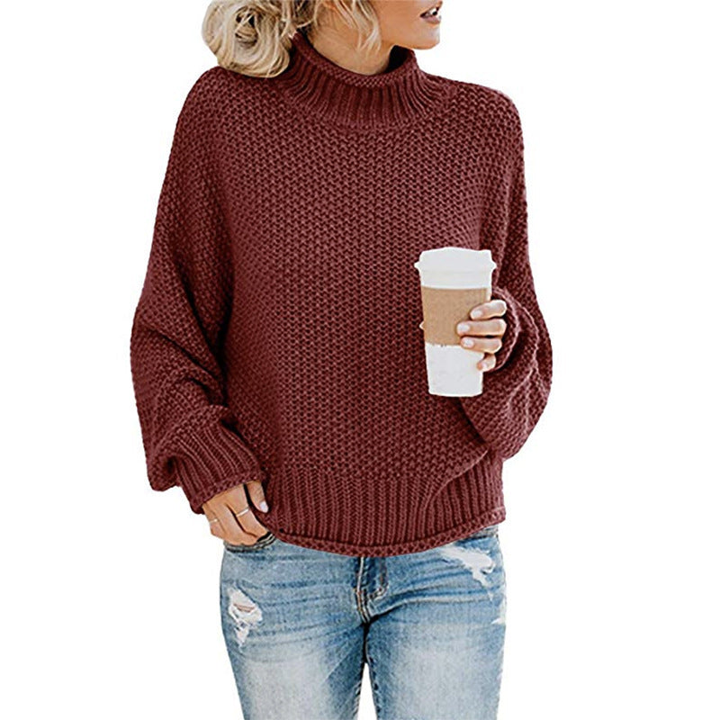 Damen Grobstrickpullover mit hohem Kragen Stalluxe