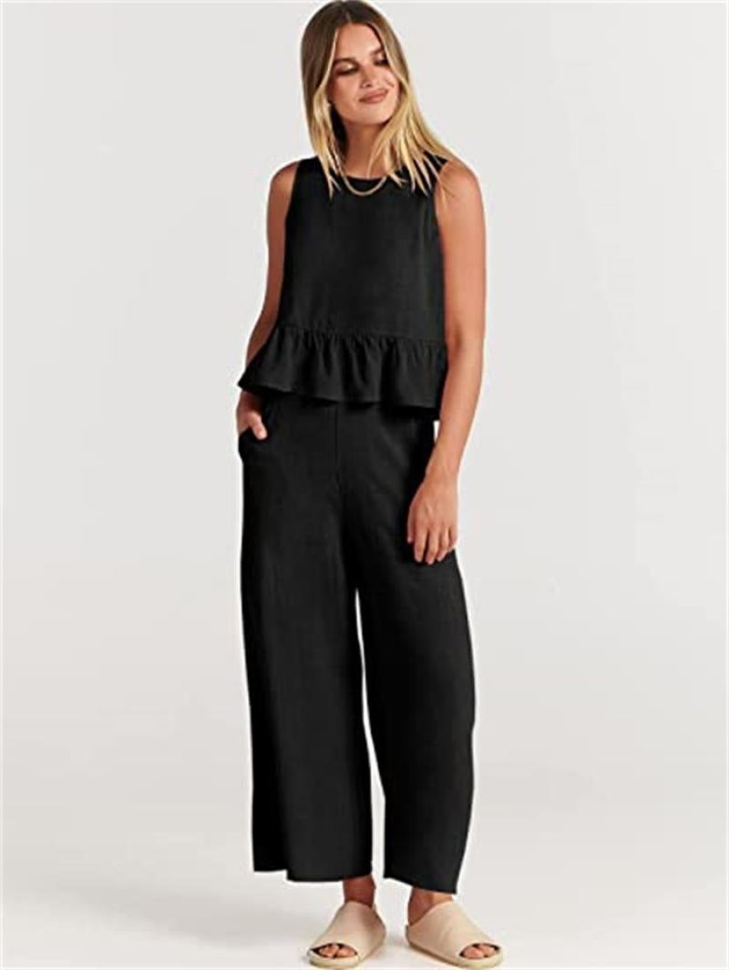 Damen Set mit lässigem Rüschendesign und weiten Hosen Stalluxe