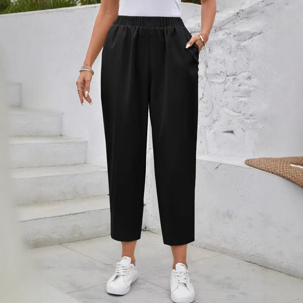 Damen elegante Freizeithose mit elastischem Bund und praktischen Taschen Stalluxe