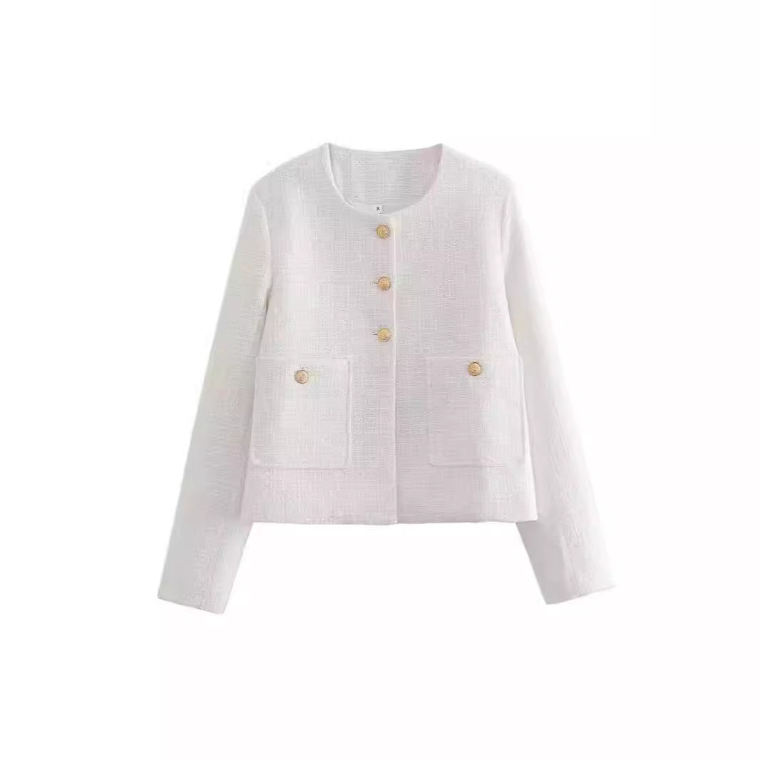 Damen Elegante Kurzjacke mit Knopfverschlüssen und aufgesetzten Taschen Stalluxe