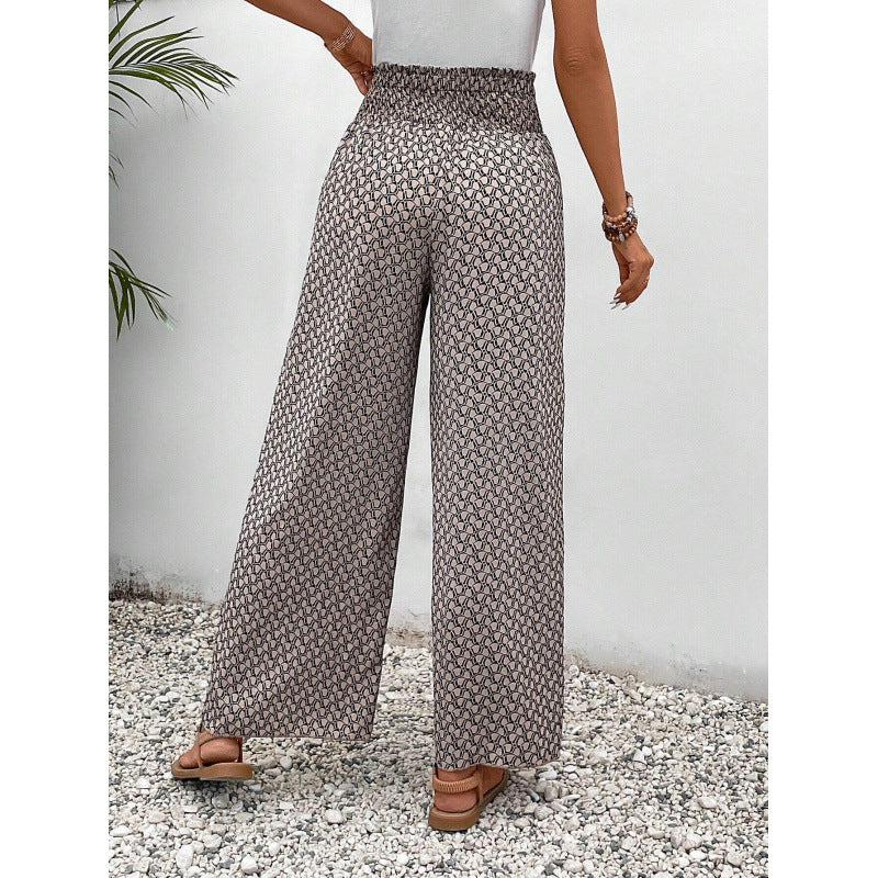 Damen weite Palazzo-Hose mit elastischem Bund und angesagtem Muster Stalluxe