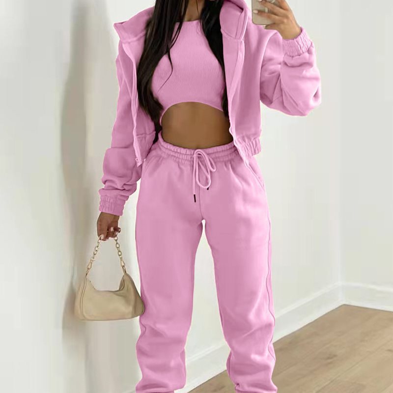 Damen sporty cropped Hoodie und Jogginghose Set Stalluxe