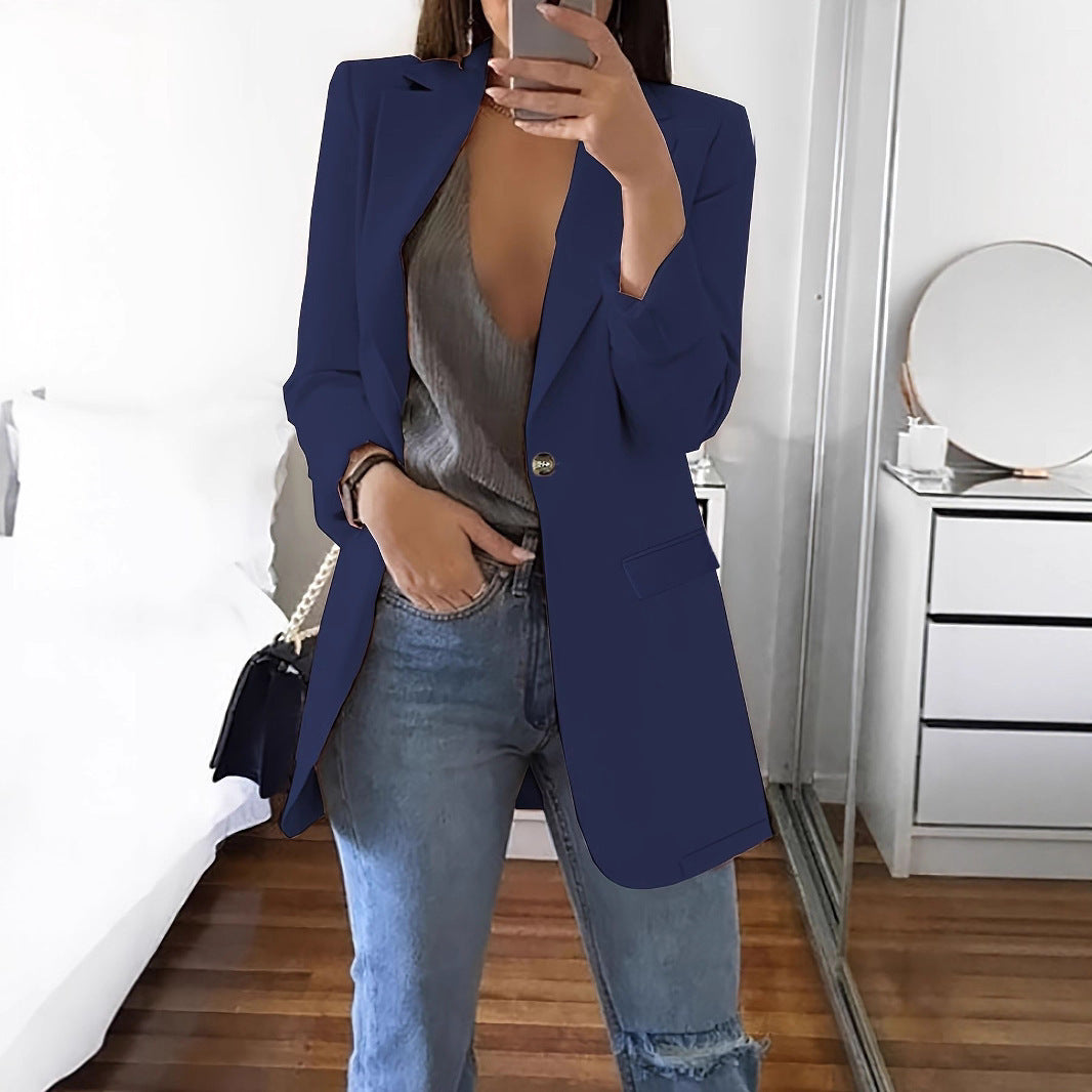 Damen Eleganter Blazer mit tiefem V-Ausschnitt und schmalem Schnitt Stalluxe