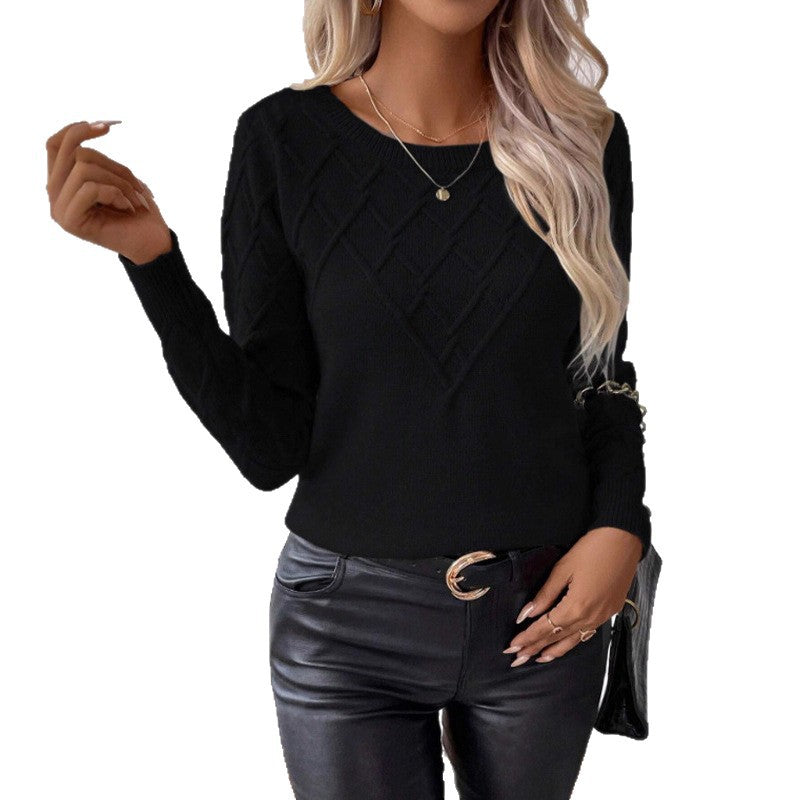 Damen modischer Strickpullover mit Rautenmuster Stalluxe