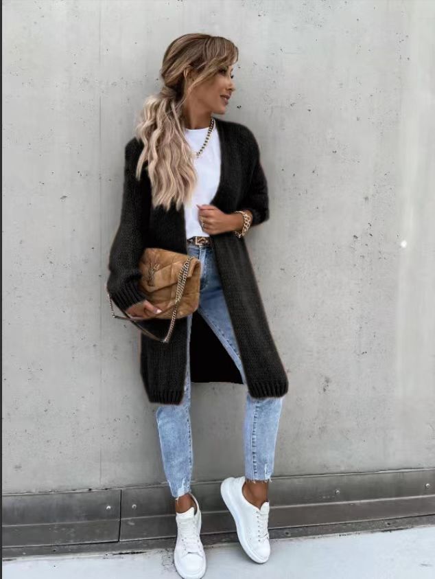 Damen Offene Strickjacke mit groben Maschen und lässigem Schnitt Stalluxe