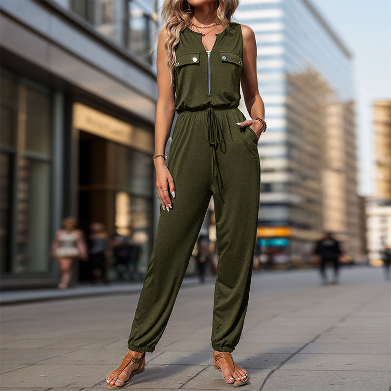 Damen Jumpsuit mit funktionalen Taschen und modischem Reißverschluss Stalluxe