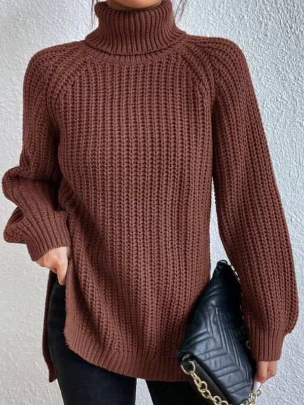 Damen Grobstrickpullover mit hohem Kragen und strukturiertem Muster Stalluxe