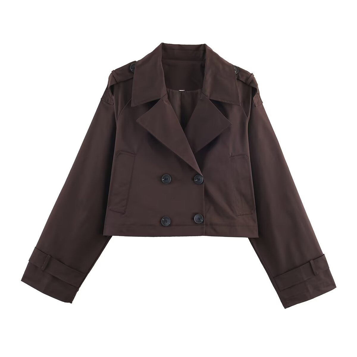 Damen modische cropped Trenchjacke im klassischen Stil mit doppelter Knopfleiste Stalluxe