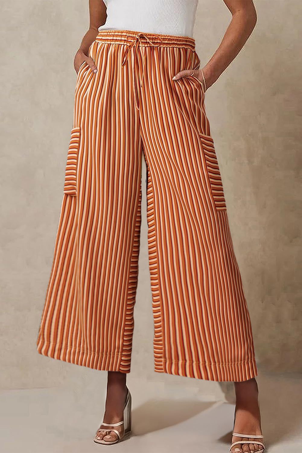 Women's Striped Wide-Leg Trousers Stalluxe