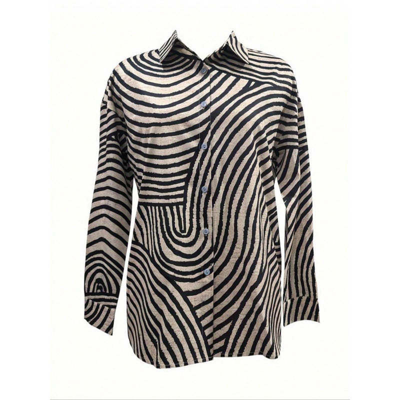 Damen modernes Hemdblusenshirt mit grafischem Muster Stalluxe