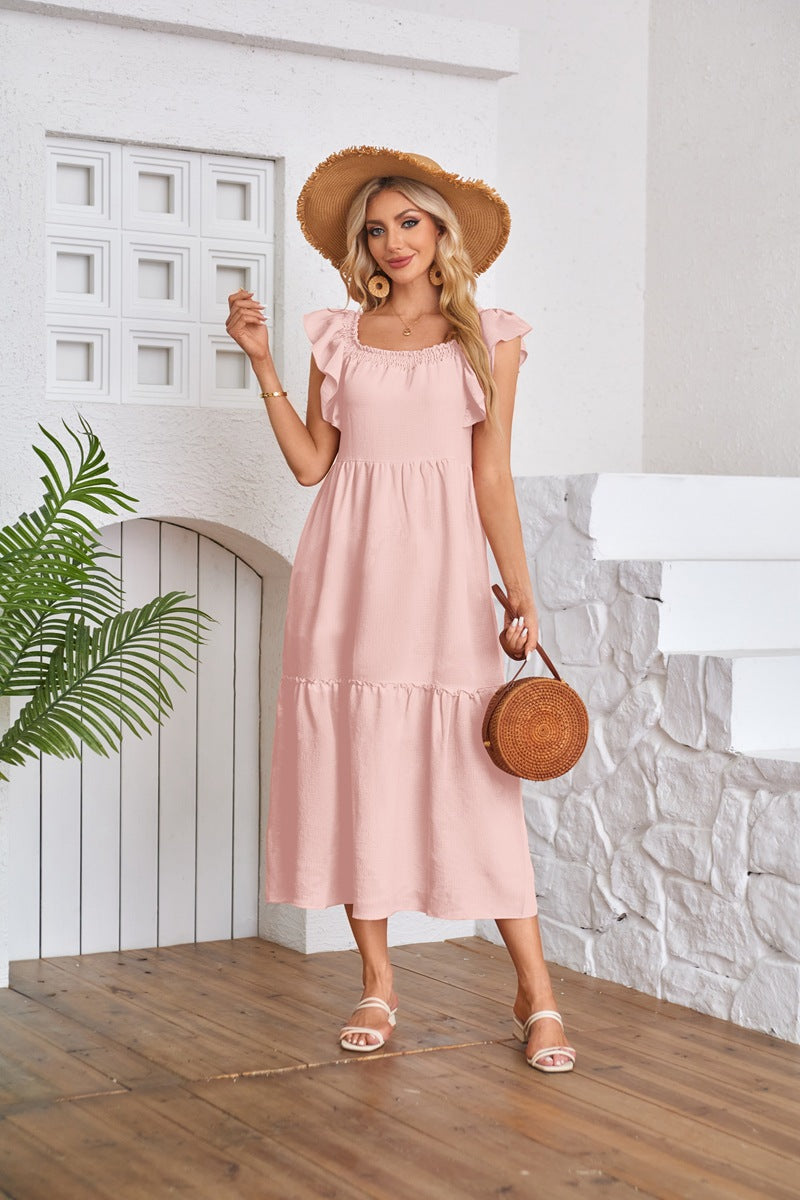 Damen Maxikleid mit Rüschendetails Stalluxe