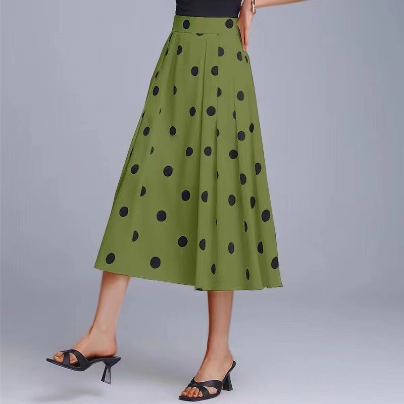 Damen Eleganter Midi-Rock mit Polka-Dots und Plisseefalten Stalluxe