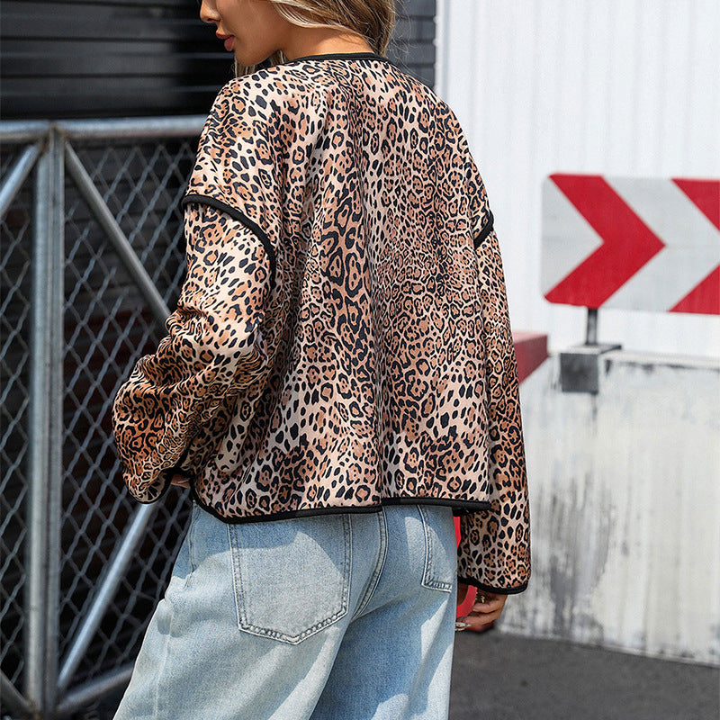 Damen Mit Leopard-Print verzierte Freizeitjacke Stalluxe