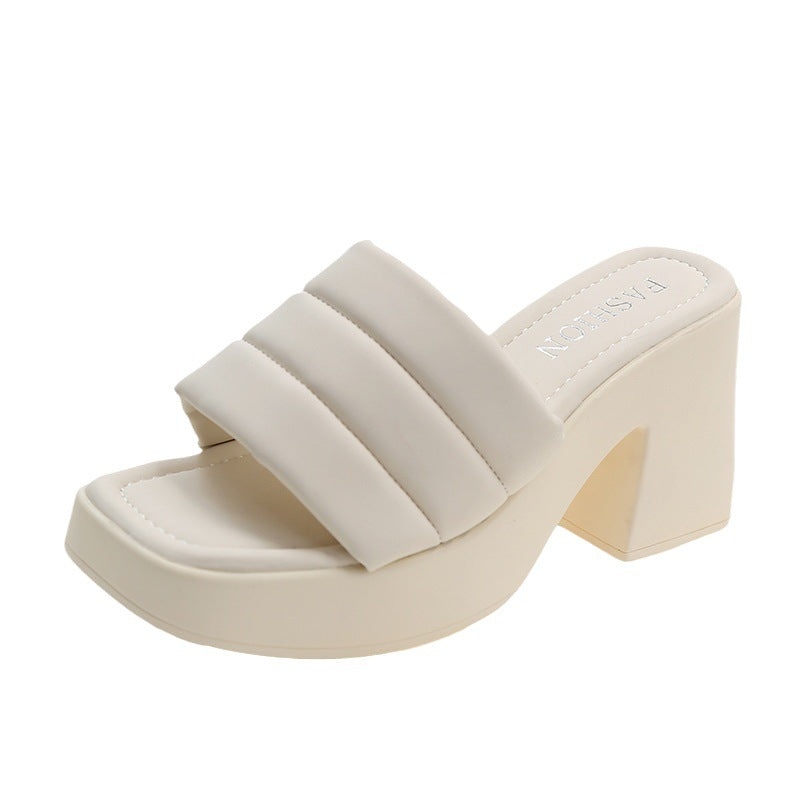 Damen Plateau-Sandalen mit breitem Riemen und modernem Blockabsatz Stalluxe