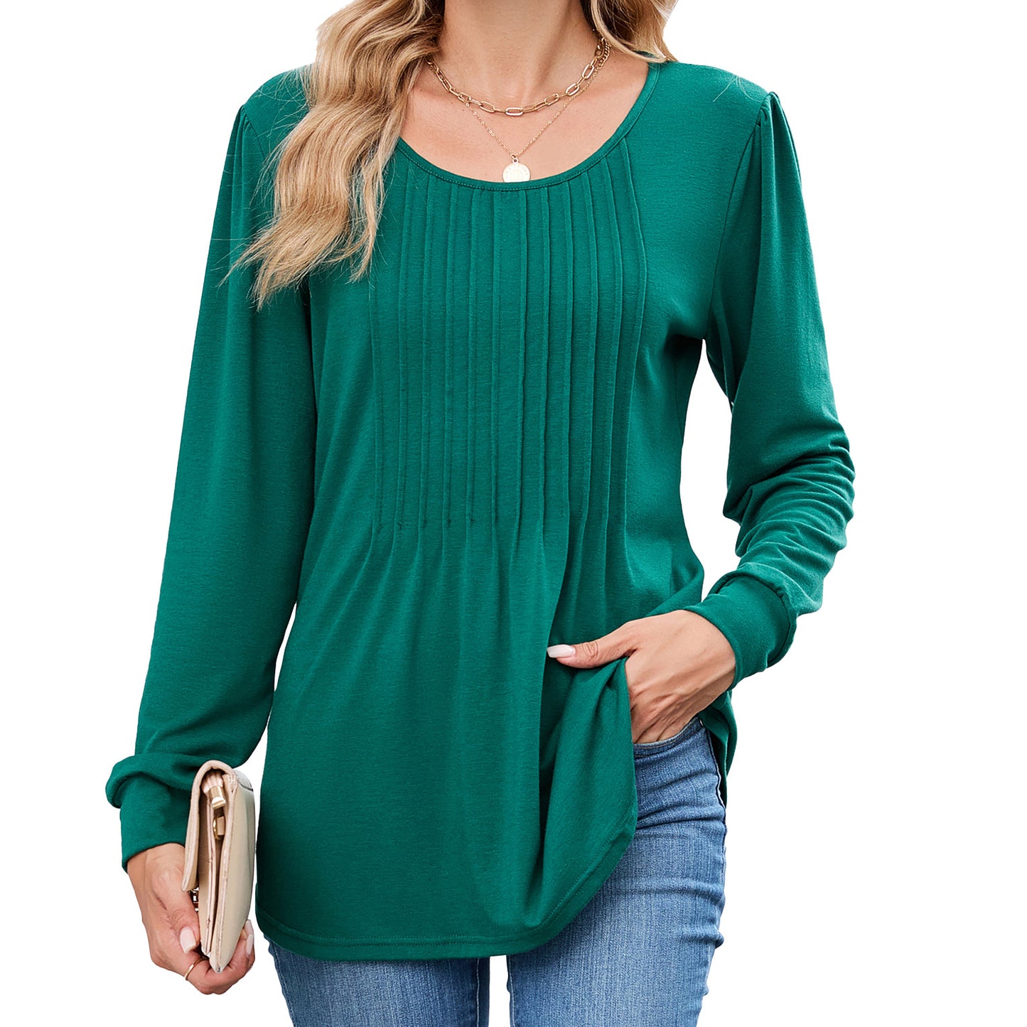 Damen Langarmshirt mit dekorativen Falten Stalluxe
