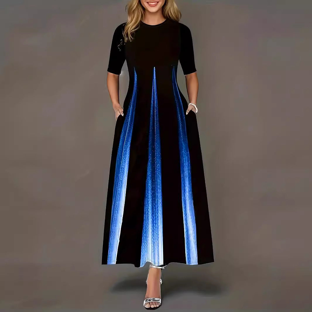 Damen Maxikleid mit eleganten Seitentaschen und luxuriösem Glanz Stalluxe