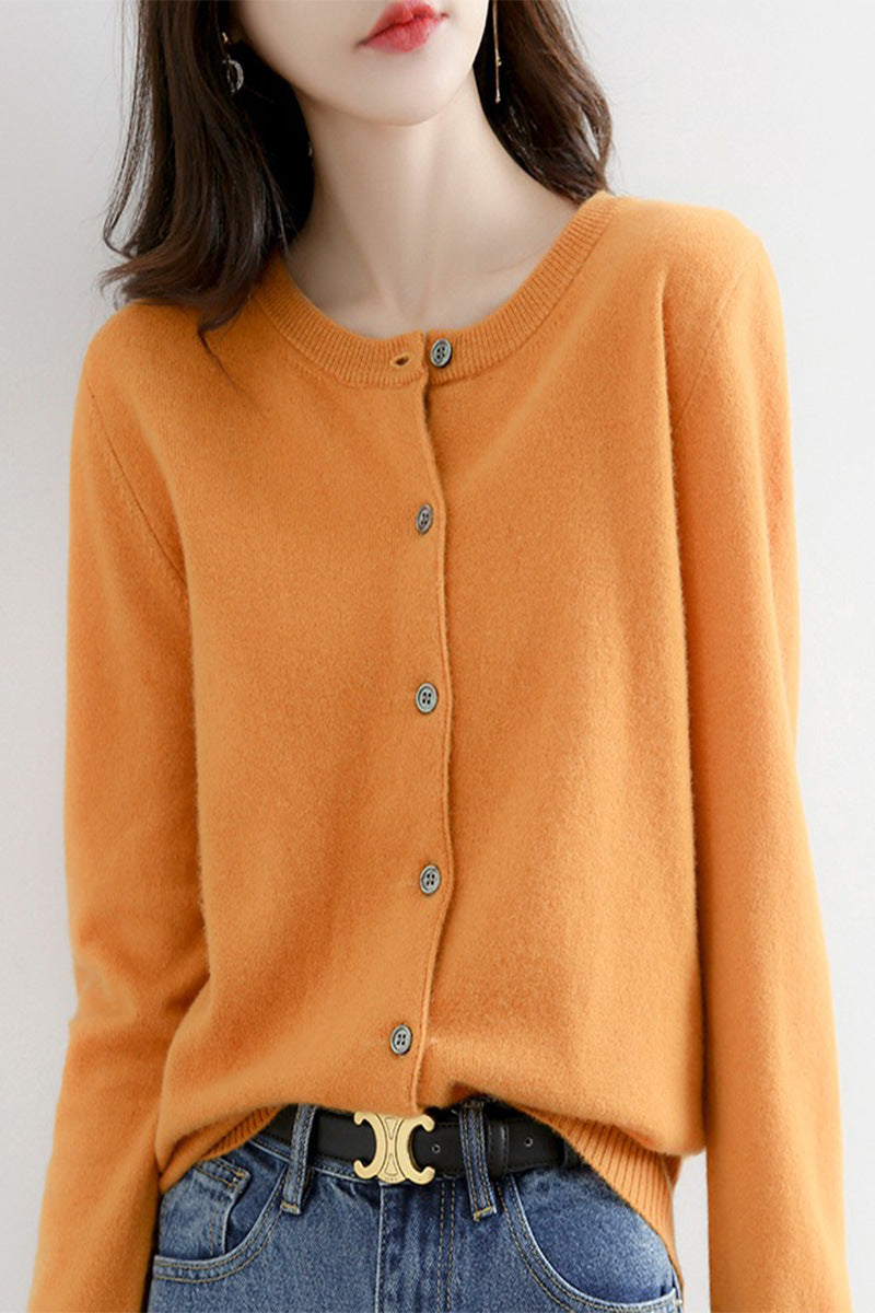 Damen Langärmliger Cardigan aus weichem Feinstrick mit Knopfleiste Stalluxe