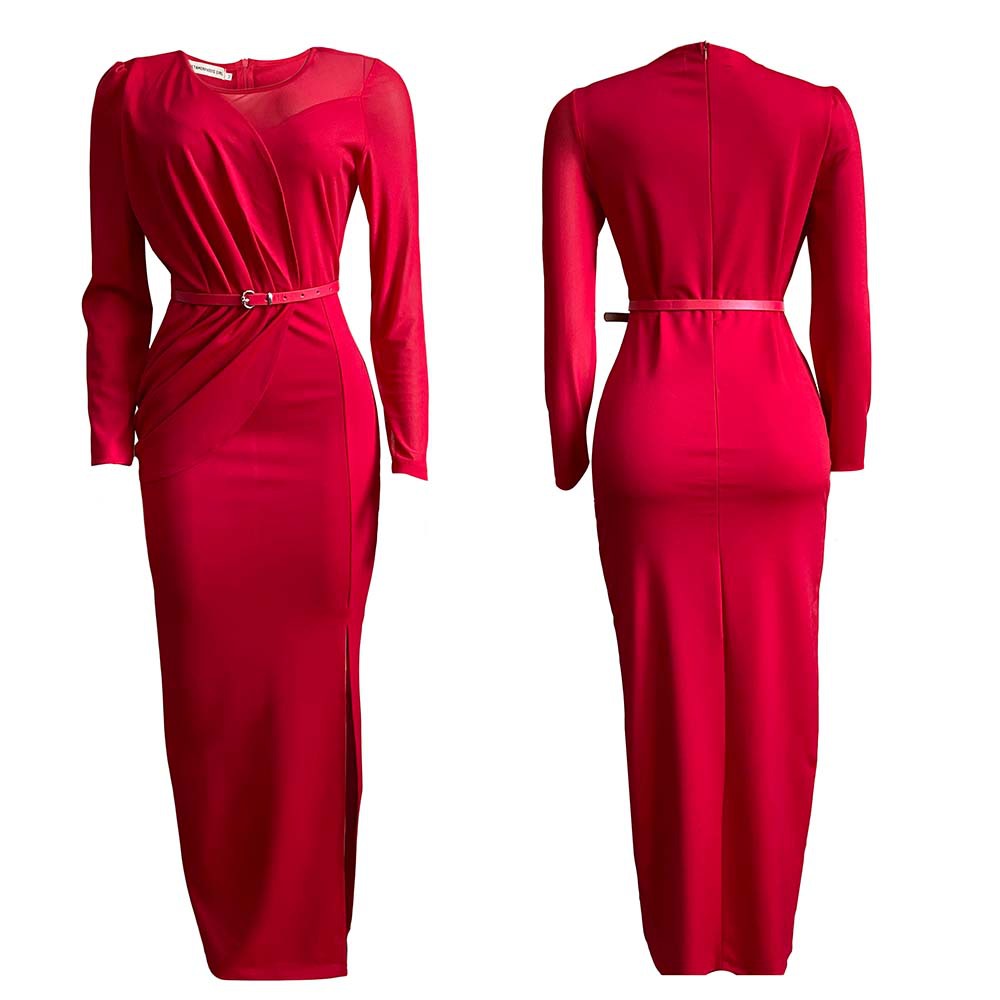 Damen Midi-Kleid mit figurbetonendem Design und elegantem Schlitz Stalluxe