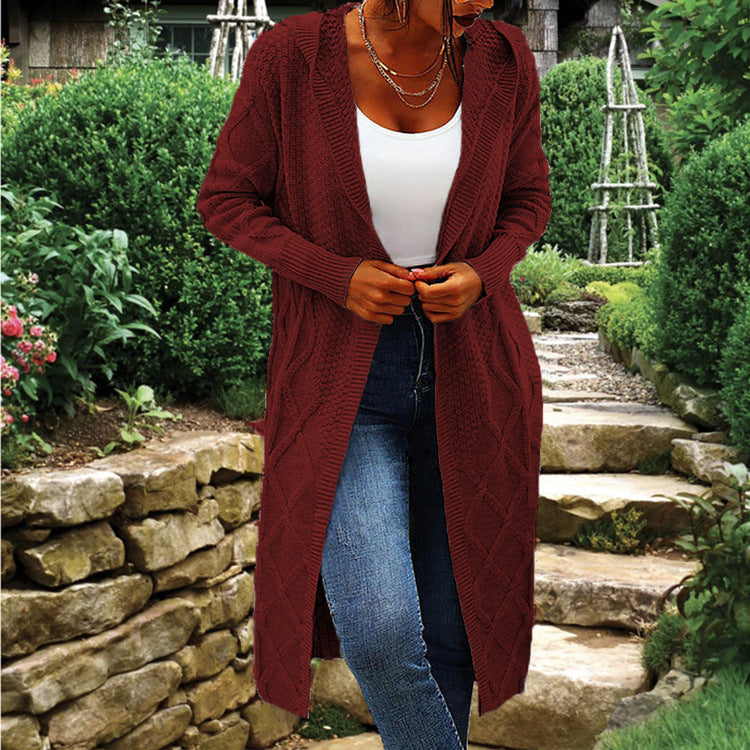 Damen Strickmantel mit gehäkeltem Zopfdesign und offenem Schnitt Stalluxe