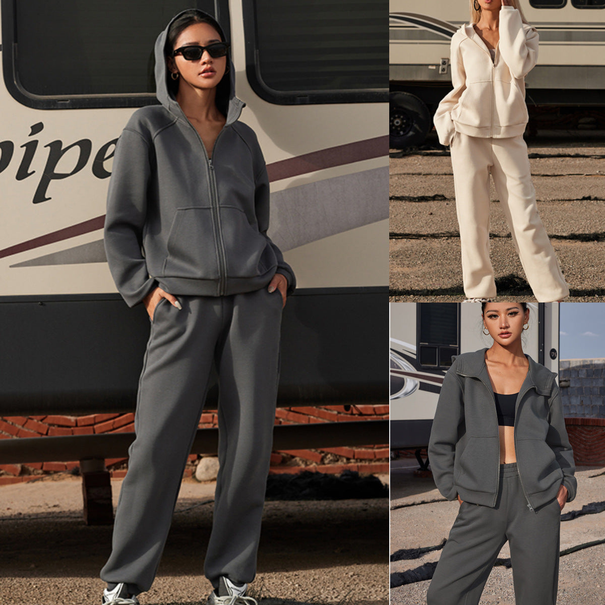 Damen sportlicher Fleece-Mantel mit großzügigen Taschen und elastischen Bündchen Stalluxe