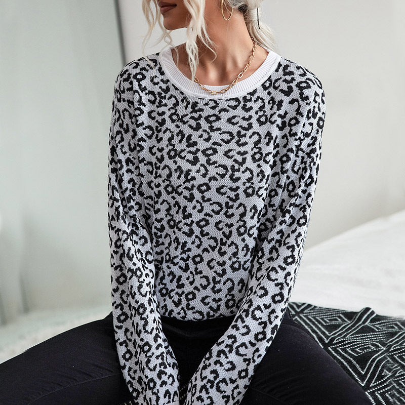 Damen Gemusterter Strickpullover mit Leopardenmuster Stalluxe