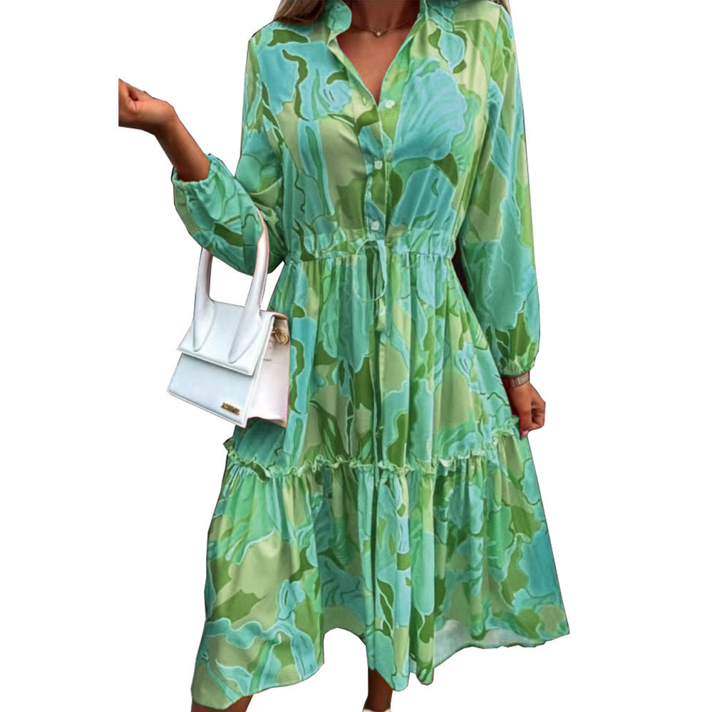 Damen Langarm-Hemdkleid mit lässiger Silhouette und Taillenzug Stalluxe