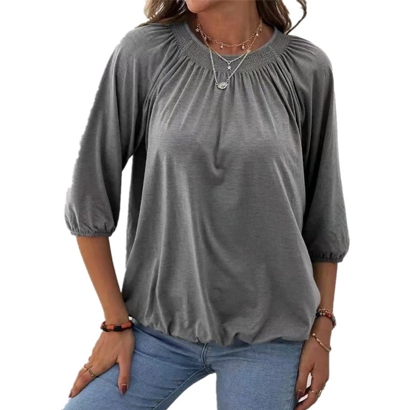 Damen leichtes Blusenshirt mit romantischem Puffärmel und lässigem Schnitt Stalluxe
