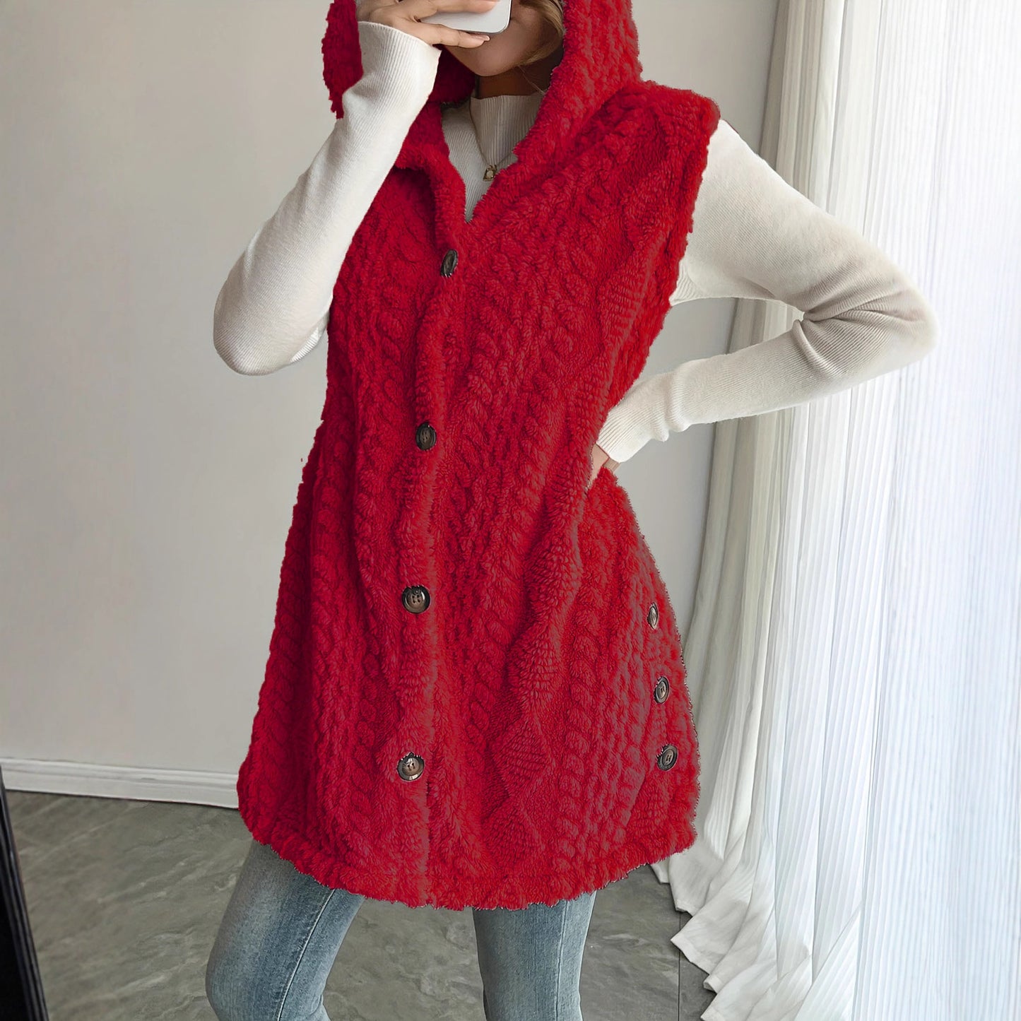Damen Stylish gesteppte Weste mit Kapuze und Knopfverschluss Stalluxe
